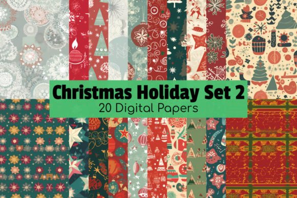 Download Christmas Holiday Digital Paper Pack 2 - Holiday digital paper pack Collection