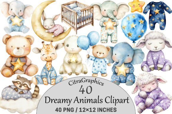 Download Watercolor Dreamy Animals Clipart. - Dreamy Collection