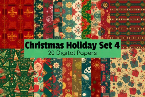 Download Christmas Holiday Digital Paper Pack 4 - Holiday digital paper pack Collection