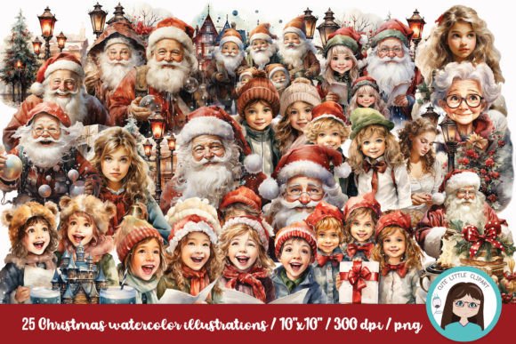 Download Watercolor Christmas Illustrations - Premium Bundle