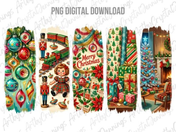 Download Retro Christmas Holiday Brushstroke PNG - Holiday Collection