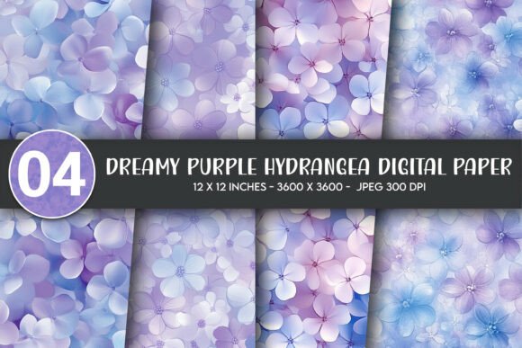 Download Dreamy Purple Hydrangea Digital Paper - Dreamy Collection