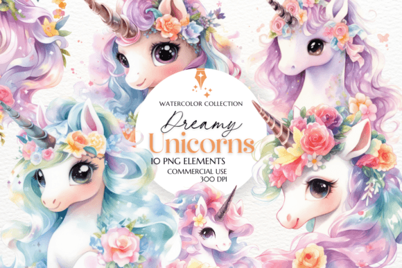 Download Dreamy Unicorns Sublimation Clipart - Dreamy Collection