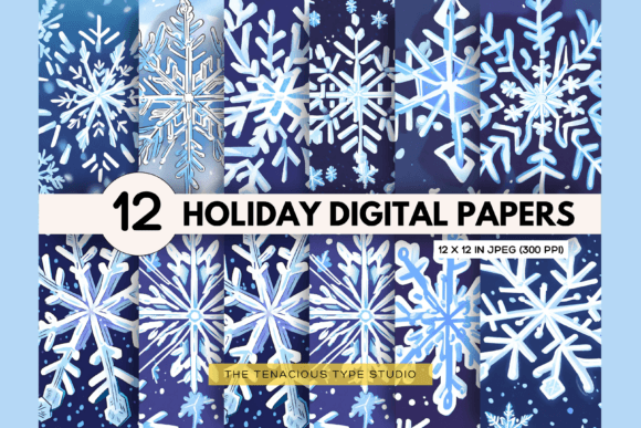 Download Snowflake Holiday Digital Paper Pack - Holiday digital paper pack Collection
