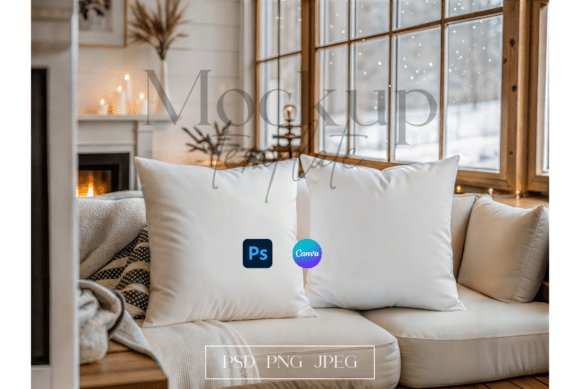 Download Winter Sofa Pillow Mockup - Pillow Collection