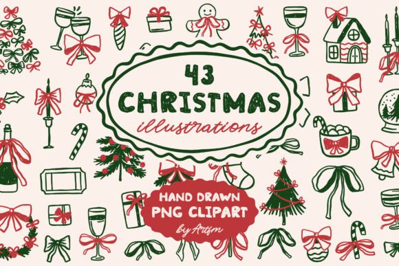Download 43 Whimsical Christmas Illustrations PNG - Christmas illustrations Collection