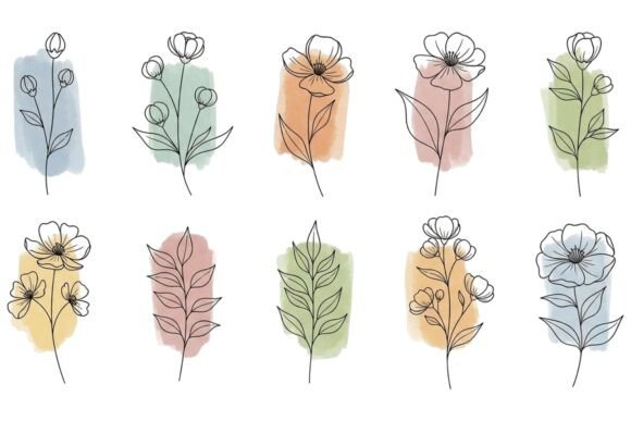 Download Minimal Pastel Floral Illustration Set - Floral illustration Collection