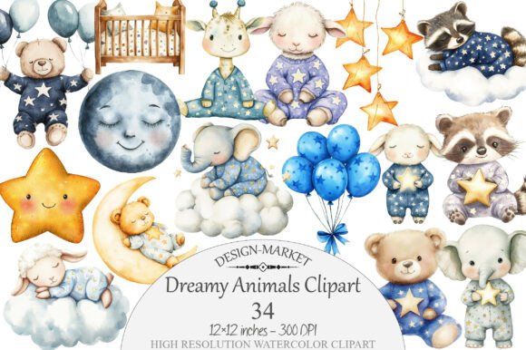Download Watercolor Dreamy Animals Clipart - Dreamy Collection