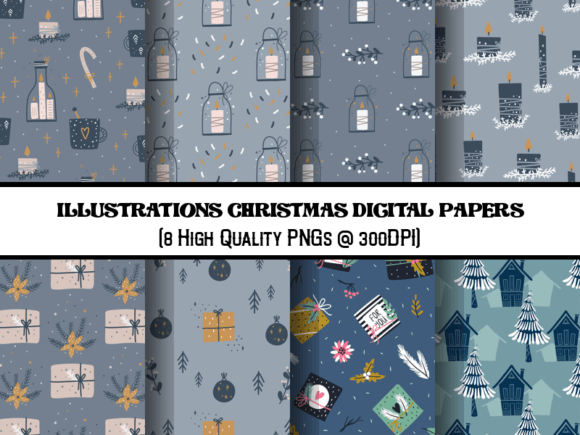 Download Christmas Illustrations Digital Papers - Premium Bundle